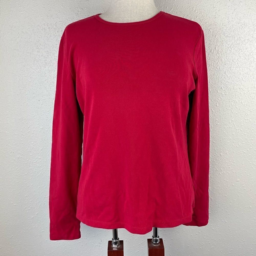 Ann Taylor Red Long Sleeve Stretch Top Size L EUC